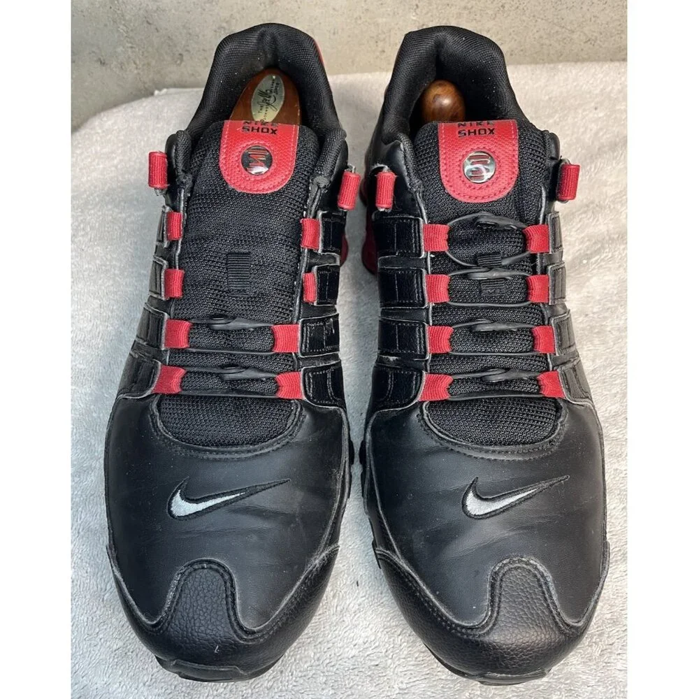 RARE NIKE SHOX NZ EU 501524-027 BLACK SILVER GYM RED MENS SIZE 14 SHOES SNEAKERS - Picture 2 of 8